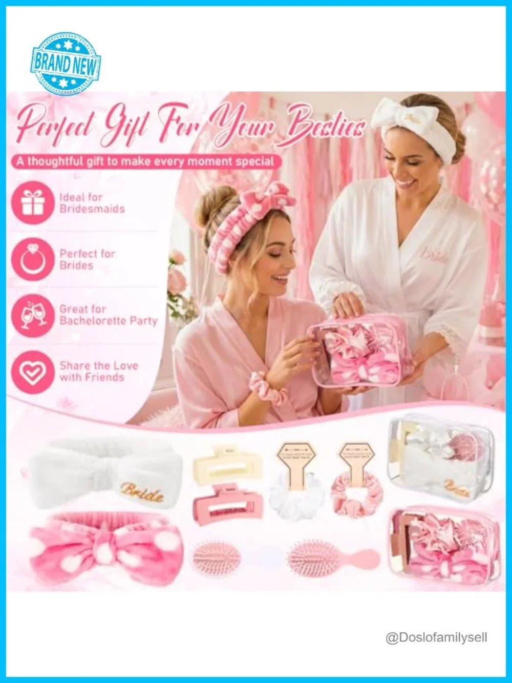 40 Pcs Bachelorette Party Favor Set Headband Scrunchies Hair Claw Clips Makeup